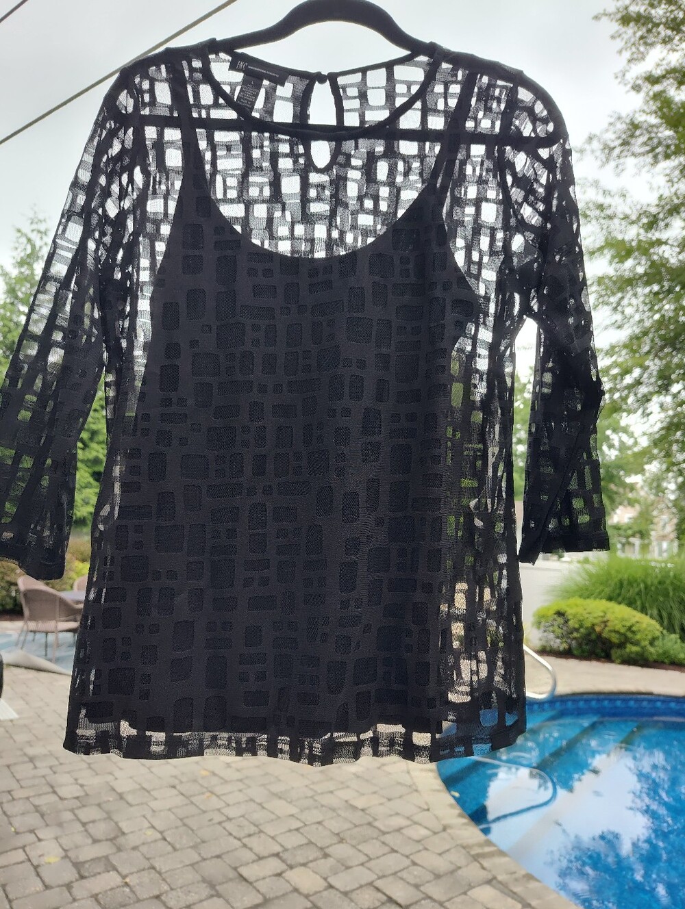 Black Sheer Lace Top with Matching Cami